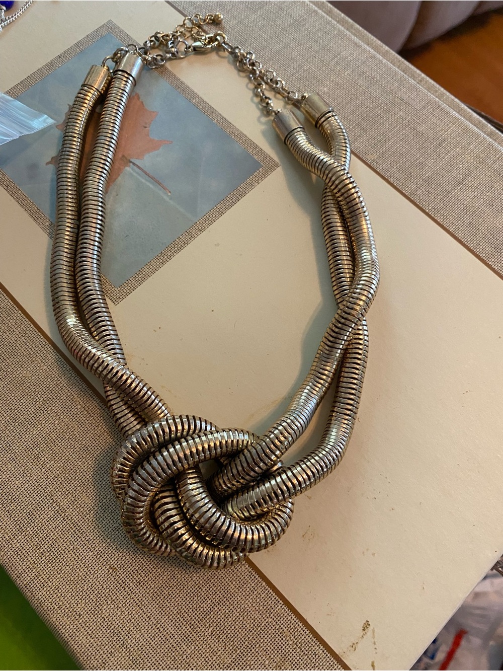 Chunky Silver Knot Statement Necklace